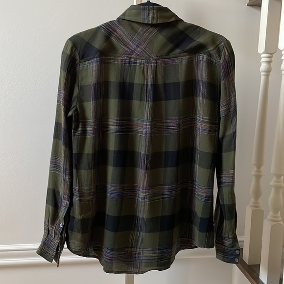 Wilfred Free Daphne plaid blouse olive green sz XS - Picture 4 of 6
